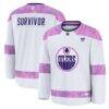 Edmonton Oilers Fanatics Hockey Fights Cancer Survivor Practice Jersey - White - Front View