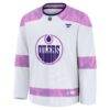 Edmonton Oilers Fanatics Hockey Fights Cancer Survivor Practice Jersey - White - Side View