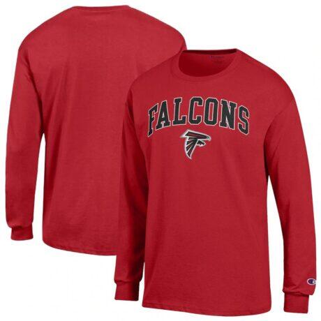 Atlanta Falcons Champion Arch Over Logo Long Sleeve T-Shirt - Red - Front View