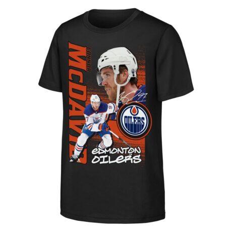 Connor McDavid Edmonton Oilers Outerstuff Youth Playmaker T-Shirt - Black - Front View