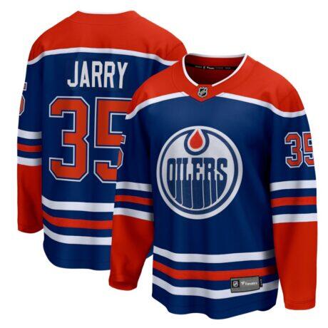 Tristan Jarry Edmonton Oilers Fanatics Home Premier Breakaway Player Jersey - - Front View