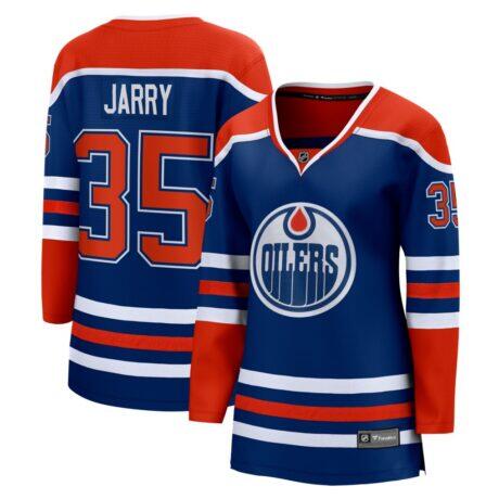 Tristan Jarry Edmonton Oilers Fanatics Women's Home Breakaway Player Jersey - - Front View