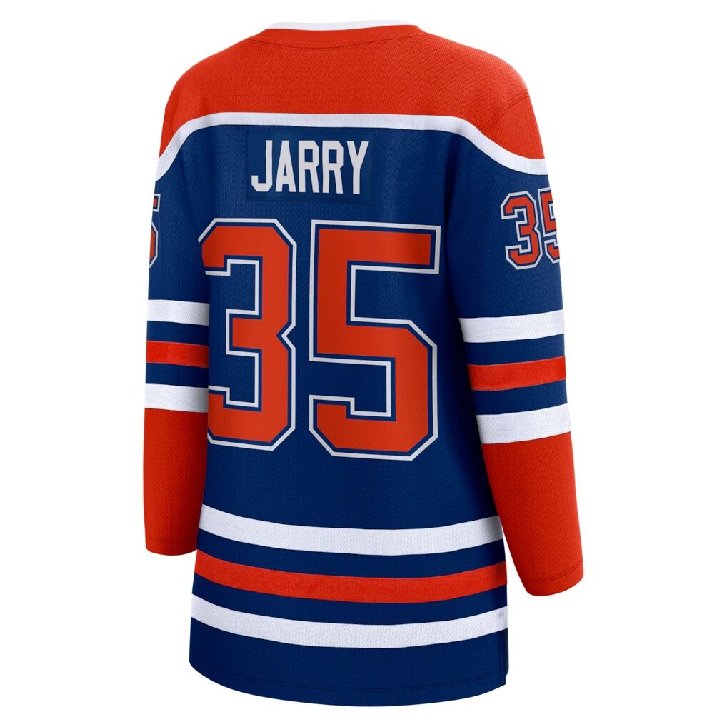 Tristan Jarry Edmonton Oilers Fanatics Women’s Home Breakaway Player Jersey – Royal
