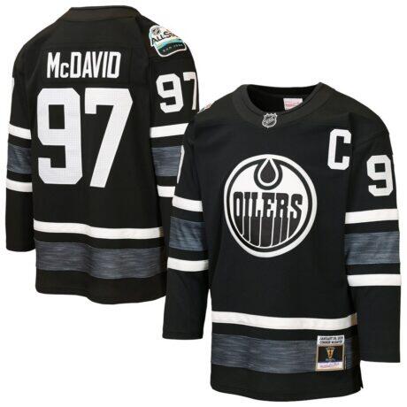 Connor McDavid Edmonton Oilers Mitchell & Ness Youth 2019 All-Star Game Power Play Jersey - Black - Front View