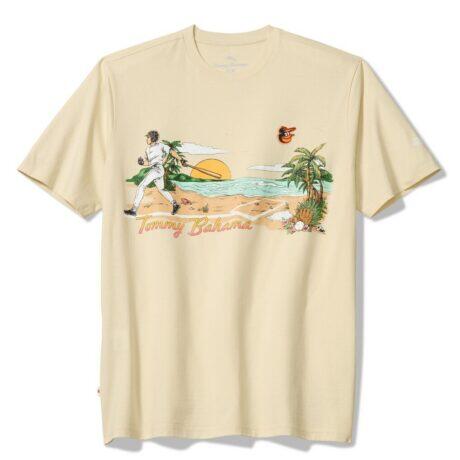 Baltimore Orioles Tommy Bahama Sunset Slugger T-Shirt - Cream - Front View