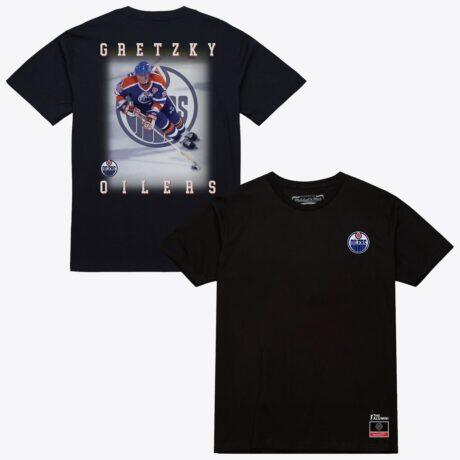 Wayne Gretzky Edmonton Oilers Mitchell & Ness Photo T-Shirt - Black - Front View