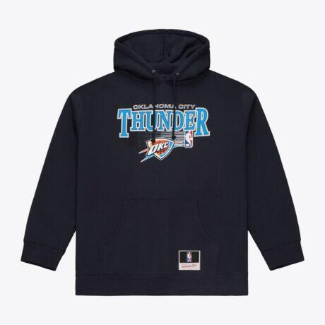 Oklahoma City Thunder Mitchell & Ness Team Name Stack & Logo Hoodie - Navy - Front View