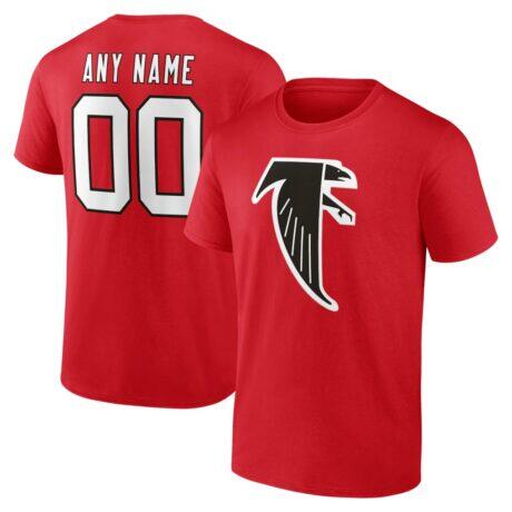 Atlanta Falcons Team Authentic Classic Personalized Name & Number T-Shirt - Red - Front View