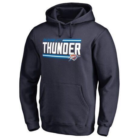 Oklahoma City Thunder Onside Stripe Pullover Hoodie - Navy - Front View