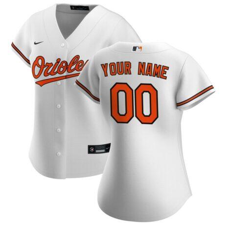 Baltimore Orioles Nike Women's Home Replica Custom Jersey - White - Front View