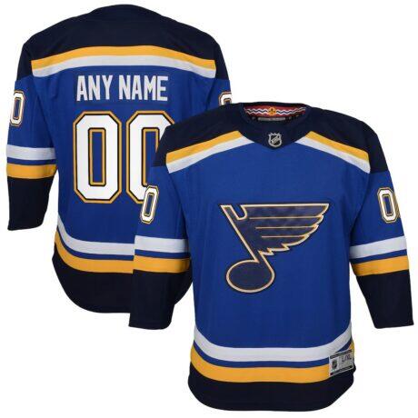 St. Louis Blues Youth Home Premier Custom Jersey - Blue - Front View