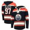 Connor McDavid Edmonton Oilers '47 Player Name & Number Lacer Pullover Hoodie - Navy - Back View
