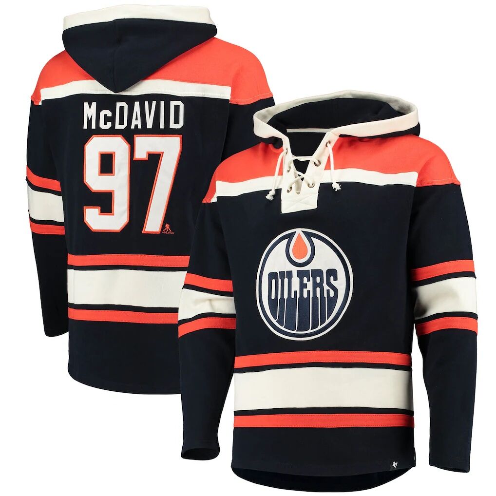 Connor McDavid Edmonton Oilers ’47 Player Name & Number Lacer Pullover Hoodie
