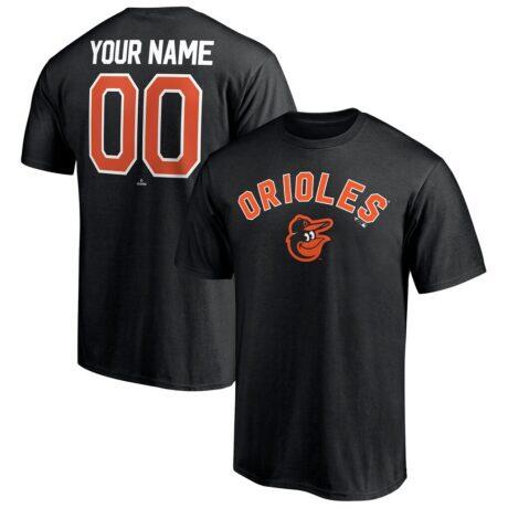 Baltimore Orioles Personalized Team Winning Streak Name & Number T-Shirt - Black - Front View