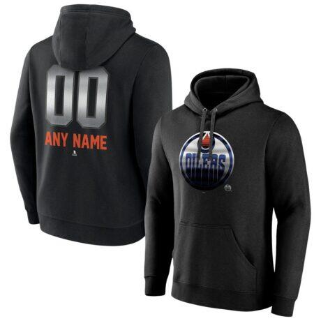 Edmonton Oilers Personalized Midnight Mascot Logo Pullover Hoodie - Black - Front View
