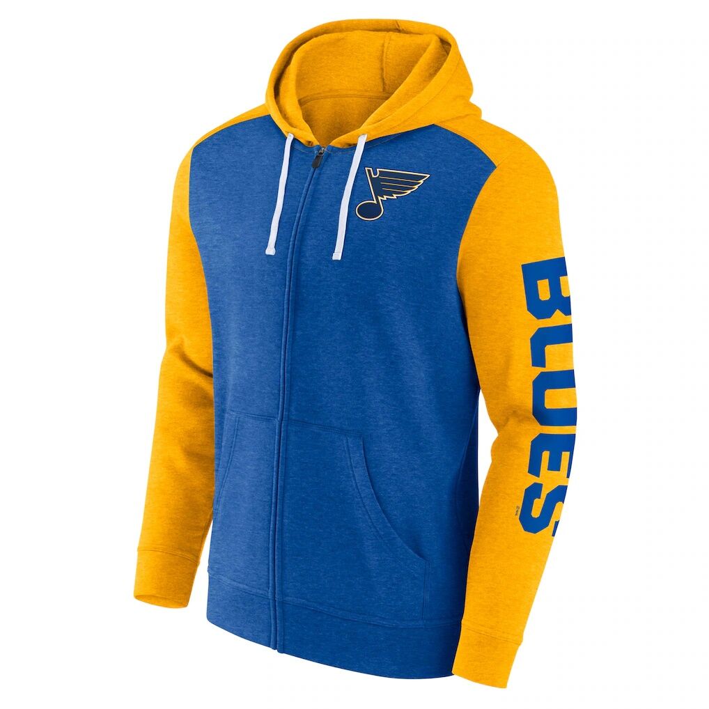 St. Louis Blues Fanatics Down and Distance Full-Zip Hoodie – Heather Blue