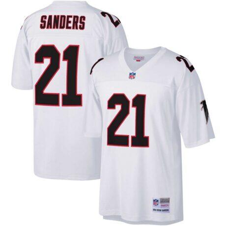 Deion Sanders Atlanta Falcons Mitchell & Ness Big & Tall 1992 Retired Player Replica Jersey - White - Front View
