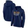 St. Louis Blues Fanatics Women's Authentic Pro Pullover Hoodie - Navy - Front View