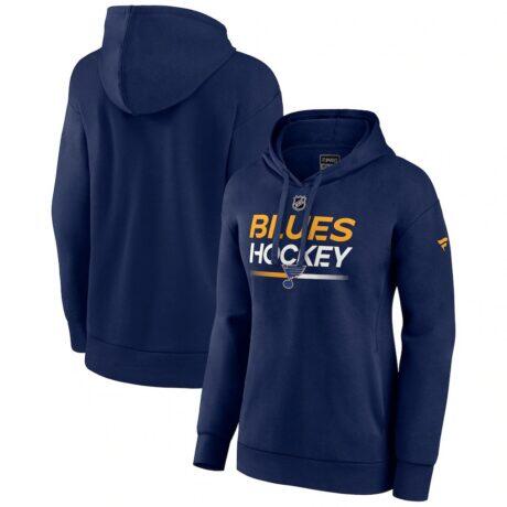 St. Louis Blues Fanatics Women's Authentic Pro Pullover Hoodie - Navy - Front View