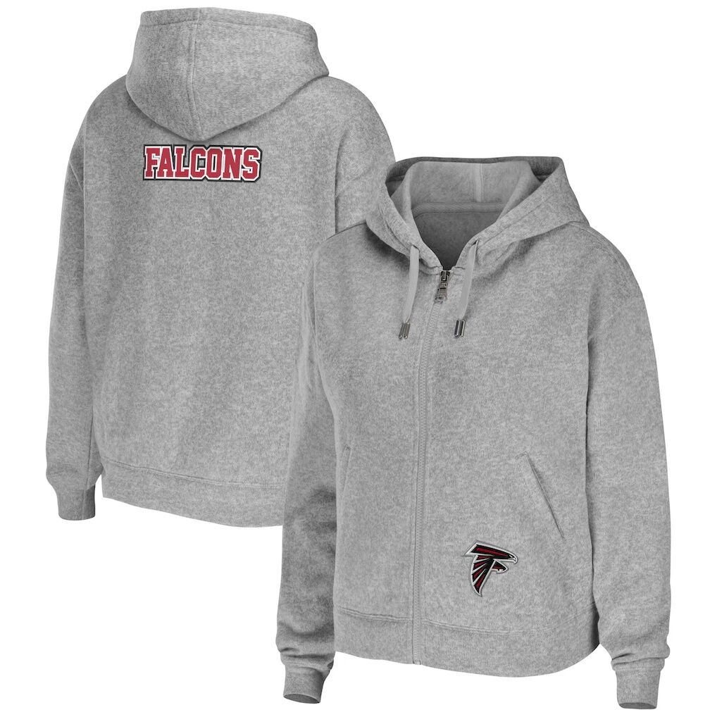 Atlanta Falcons WEAR by Erin Andrews Women’s Team Full-Zip Hoodie – Heathered Gray