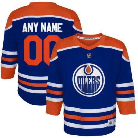 Edmonton Oilers Youth Home Replica Custom Jersey - - Front View
