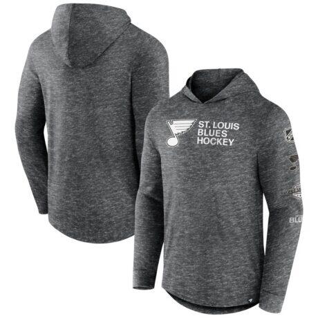 St. Louis Blues Fanatics Stacked Long Sleeve Hoodie T-Shirt - - Front View