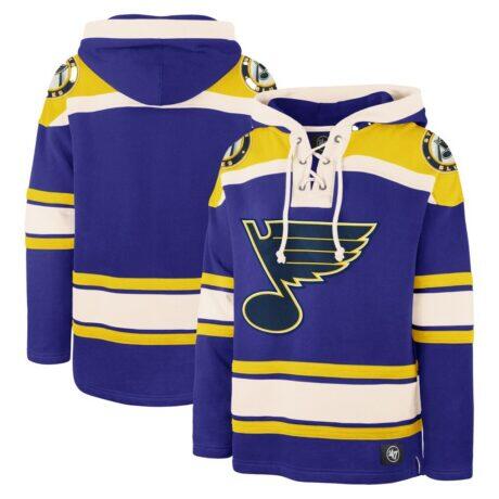 St. Louis Blues '47 Superior Lacer Hoodie - Blue - Front View