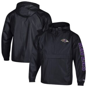 Baltimore Ravens Champion Packable Hooded Windbreaker Half-Zip Jacket