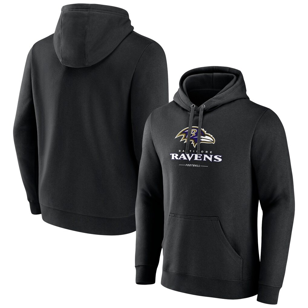 Baltimore Ravens Logo Team Lockup Fitted Pullover Hoodie