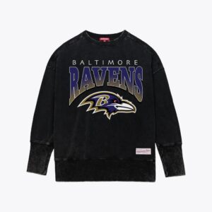 Baltimore Ravens Mitchell & Ness Women's Delineate Mineral Wash Crewneck Sweatshirt
