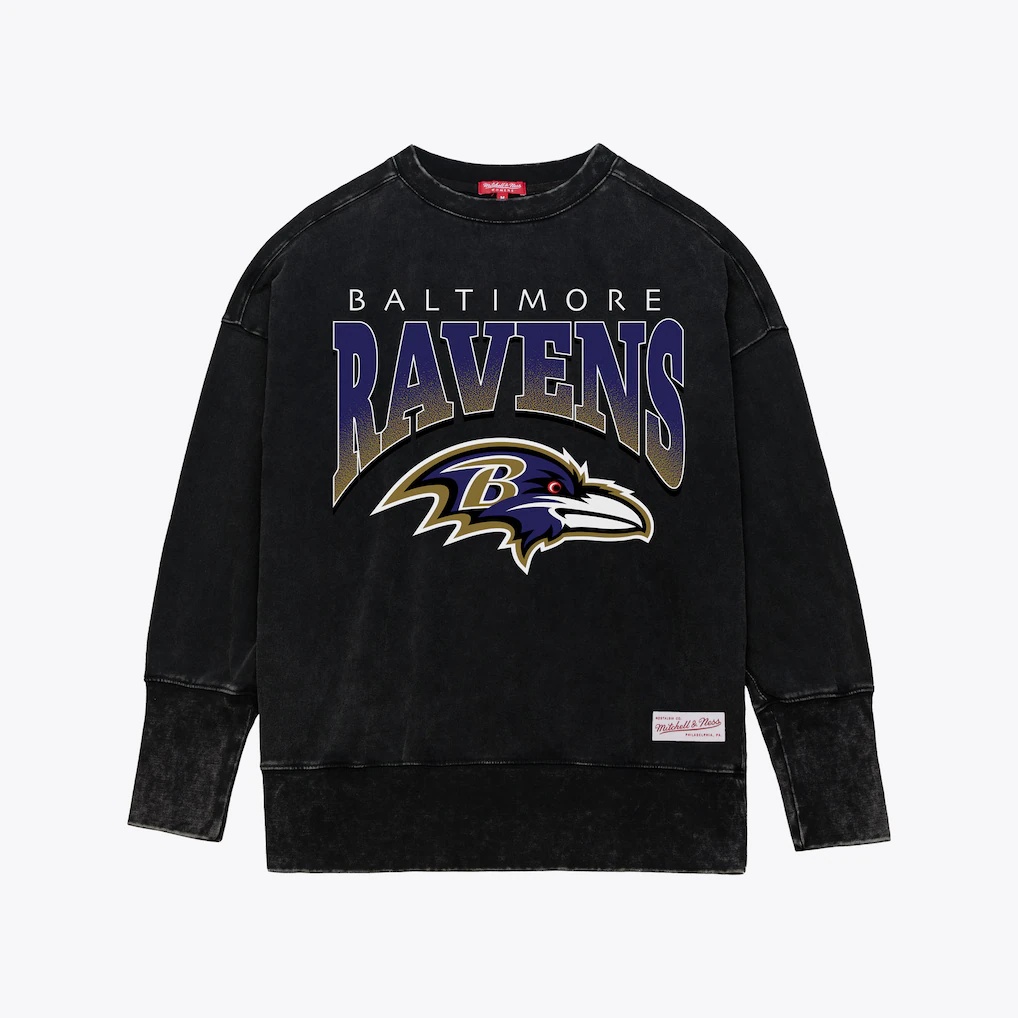Baltimore Ravens Mitchell & Ness Women’s Delineate Mineral Wash Crewneck Sweatshirt