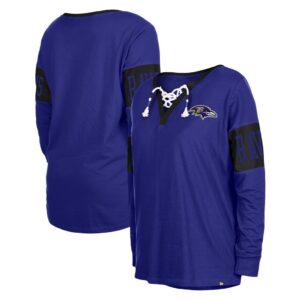 Baltimore Ravens New Era Women's Lace-Up Notch Neck Long Sleeve T-Shirt