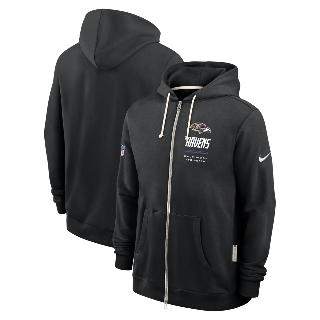 Baltimore Ravens Nike Sideline Standard Issue Dri-FIT Full-Zip Hoodie