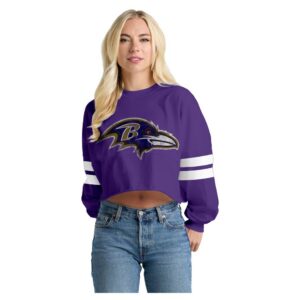 Baltimore Ravens Spirit Jersey Oversized Cropped Stripe Long Sleeve T-Shirt