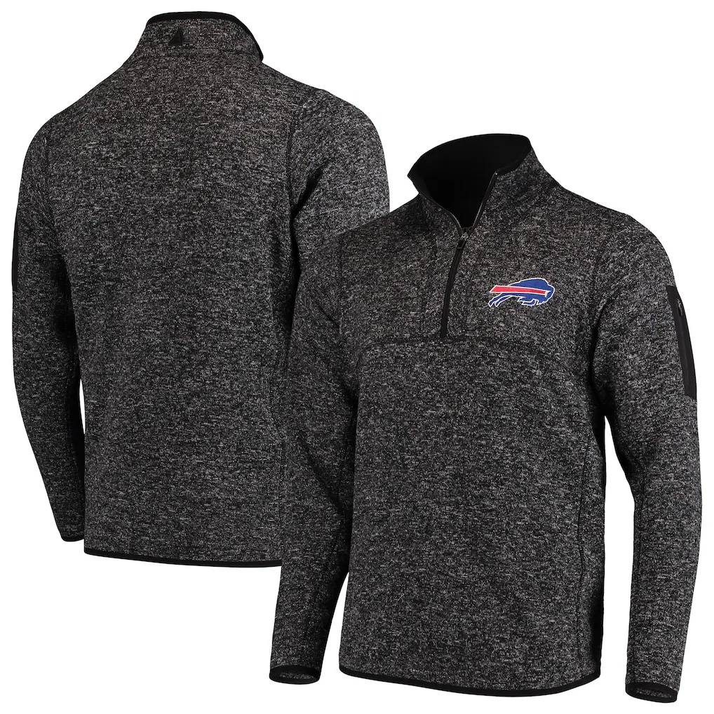 Buffalo Bills Antigua Fortune Quarter-Zip Pullover Jacket – Heathered Black
