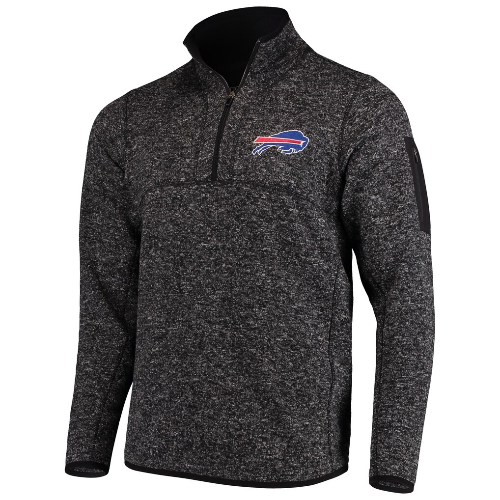 Buffalo Bills Antigua Fortune Quarter-Zip Pullover Jacket – Heathered Black