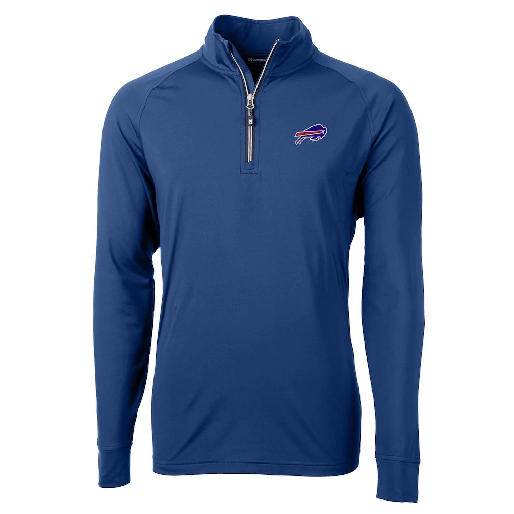 Buffalo Bills Cutter & Buck Adapt Eco Knit Quarter-Zip Pullover Jacket – Royal