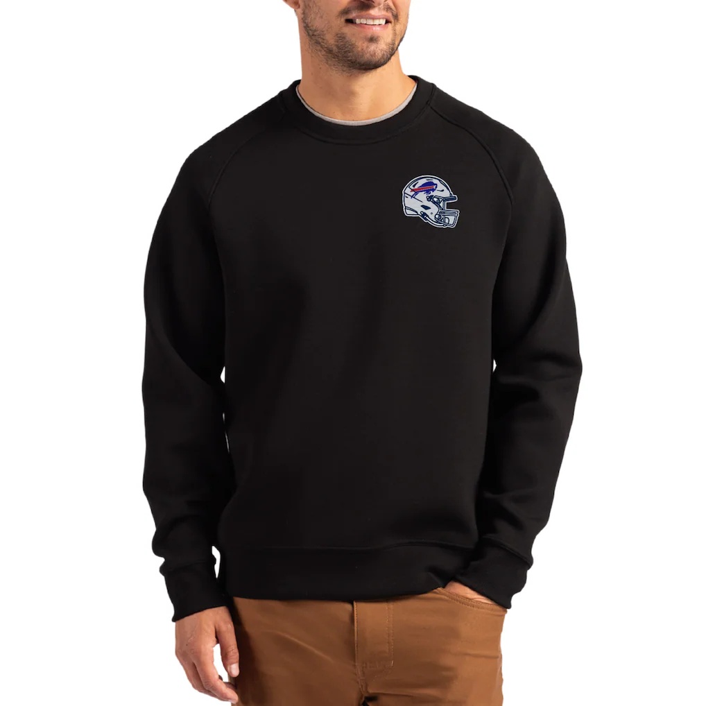 Buffalo Bills Cutter & Buck Helmet Roam Recycled Raglan Pullover Sweatshirt