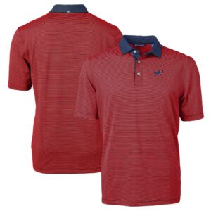 Buffalo Bills Cutter & Buck Virtue Eco Pique Micro Stripe Recycled Polo - Red/Navy