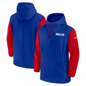 Buffalo Bills Nike 2024/25 Sideline Pre-Game Player 1/2-Zip Hoodie Jacket - Royal/Red