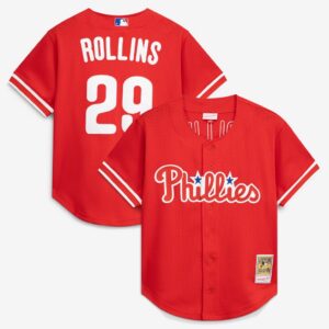 Jimmy Rollins Philadelphia Phillies Mitchell & Ness Cooperstown Mesh Batting Practice Button-Up Jersey