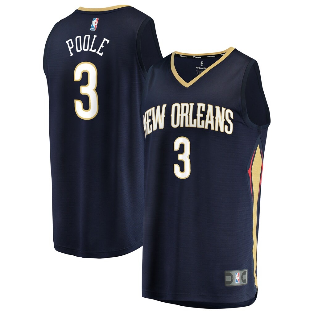 Jordan Poole New Orleans Pelicans Fanatics Fast Break Replica Jersey – Navy – Icon Edition