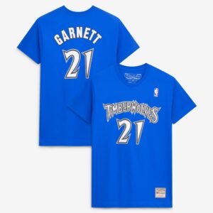 Kevin Garnett Minnesota Timberwolves Mitchell & Ness Hardwood Classics Stitch Name & Number T-Shirt