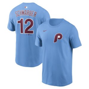 Kyle Schwarber Philadelphia Phillies Nike Name & Number T-Shirt - Light Blue