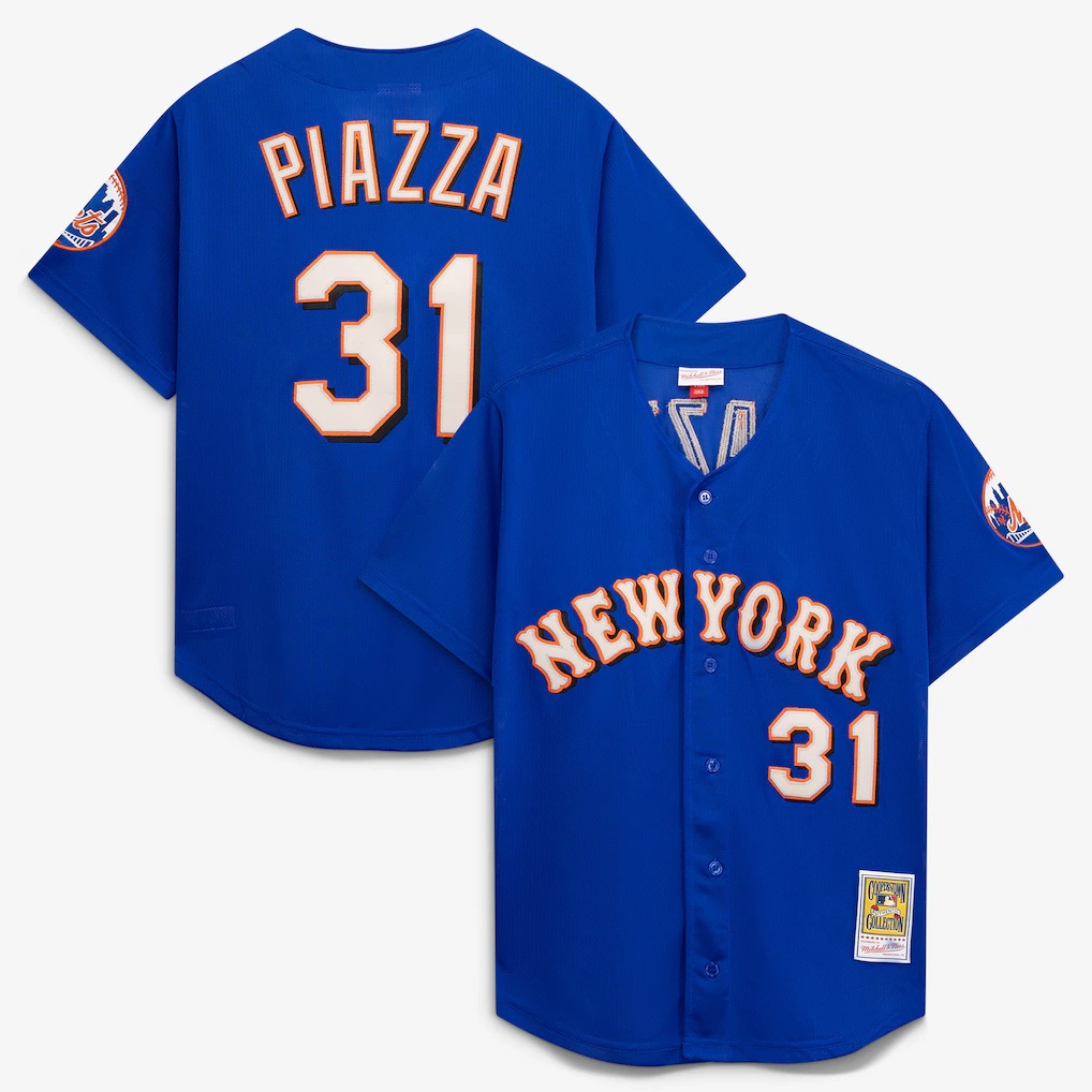 Mike Piazza New York Mets Mitchell & Ness Cooperstown Collection Mesh Batting Practice Button-Up Jersey – Royal
