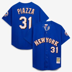 Mike Piazza New York Mets Mitchell & Ness Cooperstown Collection Mesh Batting Practice Button-Up Jersey