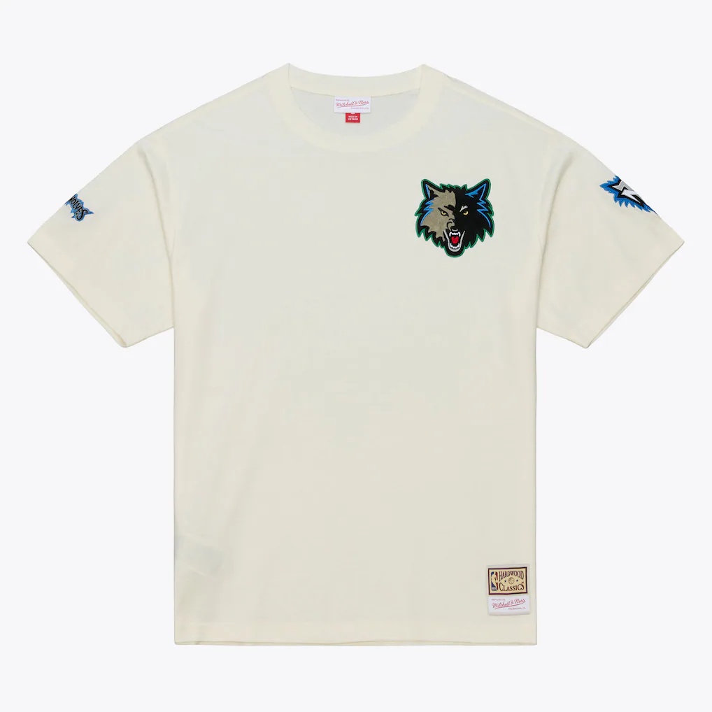 Minnesota Timberwolves Mitchell & Ness Hardwood Classics Chainstitch Premium T-Shirt