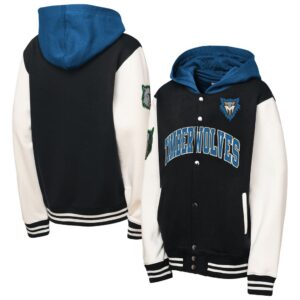 Minnesota Timberwolves Mitchell & Ness Youth Hardwood Classics Courtside Fleece Full-Snap Hooded Jacket