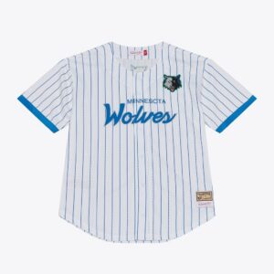 Minnesota Timberwolves Mitchell & Ness Head Coach Pinstripe Mesh Full-Button Baseball Jersey