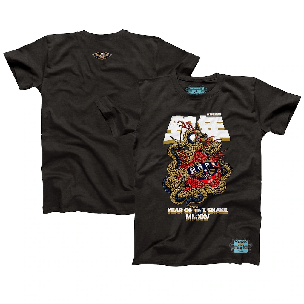 New Orleans Pelicans NBALab x Hyperfly Unisex Year of the Snake Lunar New Year Collection T-Shirt – Heather Black